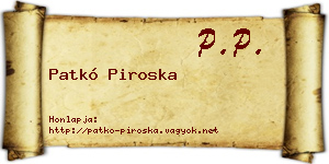 Patkó Piroska névjegykártya